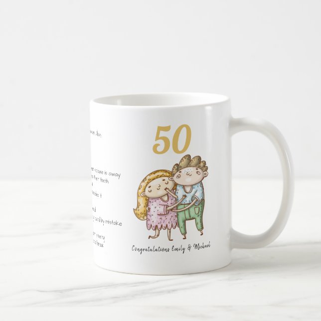 Taza De Café FUNNY 50 Aniversario Boda Personalizado (Derecha)