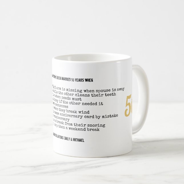 Taza De Café FUNNY 50 Aniversario Boda Personalizado (Anverso derecho)