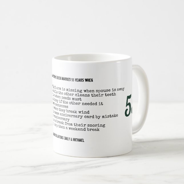 Taza De Café FUNNY 55º Aniversario Boda Personalizado (Anverso derecho)
