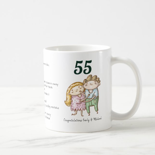 Taza De Café FUNNY 55º Aniversario Boda Personalizado (Derecha)