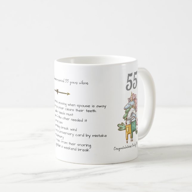 Taza De Café FUNNY 55 Aniversario Boda Unicornios Personalizado (Anverso derecho)