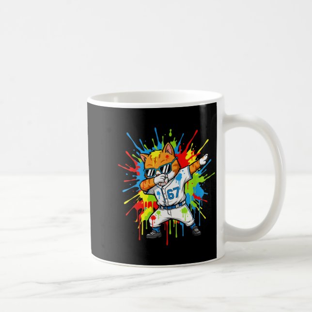Taza De Café Funny 67 Baseball Dabbing Cat 6 7 Dripng Ice Cream (Derecha)