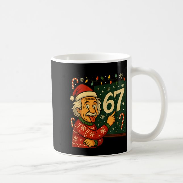 Taza De Café Funny 67 Christmas Sweater Design With Snowflakes  (Derecha)