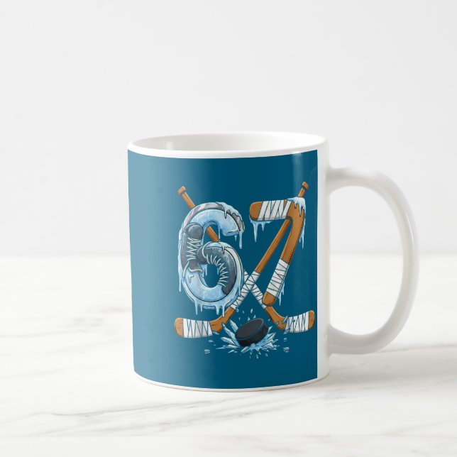 Taza De Café Funny 67 Ice Hockey Drip Number 67 Ice Hockey  (Derecha)