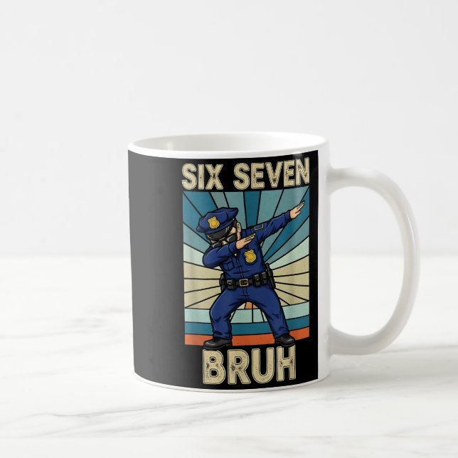 Taza De Café Funny 67 Meme 6 7 Six Seven Liceman Lice Officer R (Derecha)