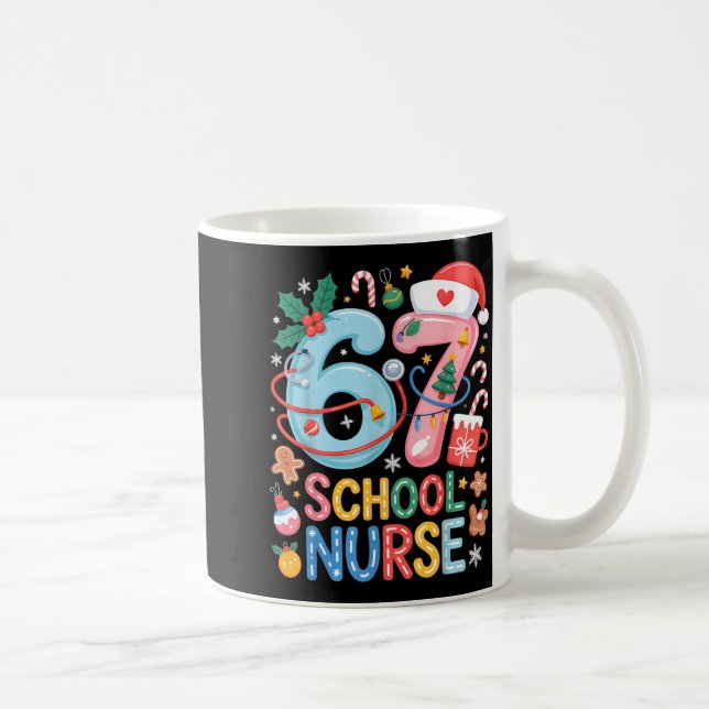 Taza De Café Funny 67 School Nurse Christmas Xmas Meme Holiday  (Derecha)