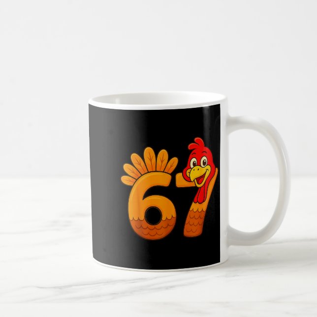 Taza De Café Funny 67 Thanksgiving Turkey Face 67 Number  (Derecha)