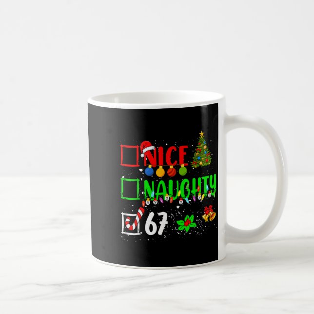Taza De Café Funny 6-7 Meme Nice Naughty 67 Christmas Brain Rot (Derecha)
