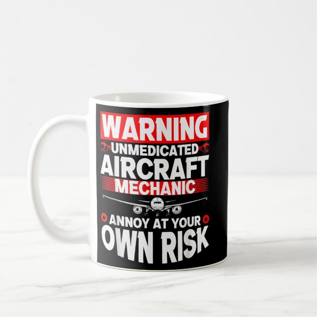 Taza De Café Funny Aircraft Mechanic Airplane 1 (Izquierda)