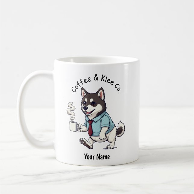 Taza De Café Funny Alaskan Klee Kai  Business Suit Coffee  (Izquierda)
