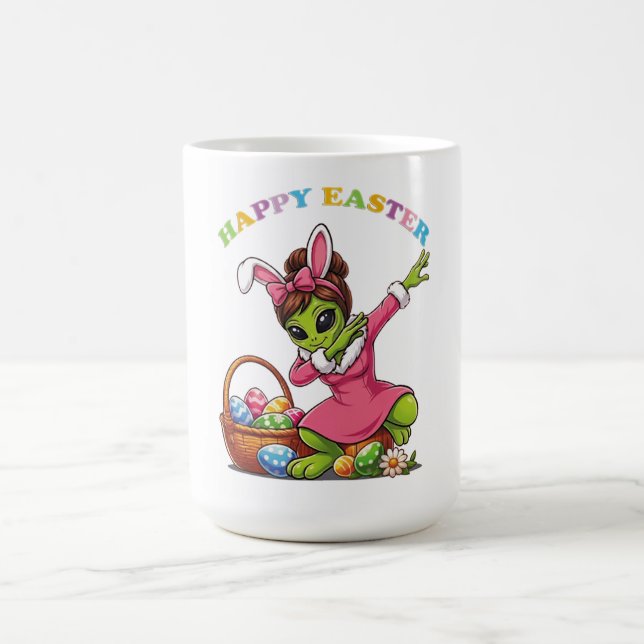 Taza De Café Funny Alien Easter Bunny Dabbing Cute Easter Egg (Centro)