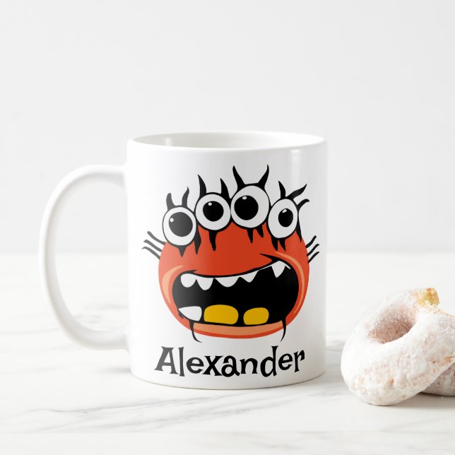 Taza De Café Funny Alien Personalizado de Monstruo de Cuatro Oj (Con donut)
