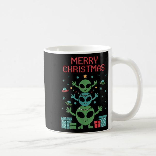 Taza De Café Funny Alien Trio Merry Ugly Christmas Santa Hat Xm (Derecha)