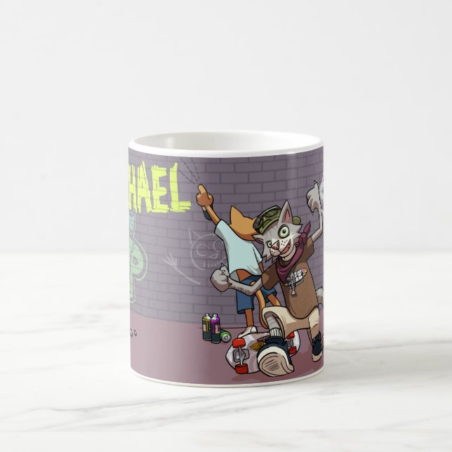 Taza De Café Funny Alley Cats Add The Name Skateboard Graffiti (Centro)