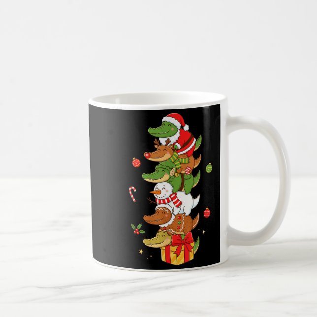 Taza De Café Funny Alligator Santa Elf Snowman Christmas Womens (Derecha)