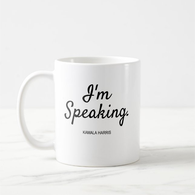 Taza De Café Funny Am Speaking Kamala Harris Democrat Political (Izquierda)