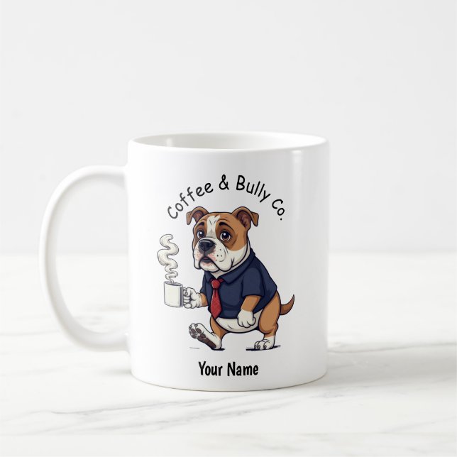 Taza De Café Funny American Bulldog  Business Suit Coffee  (Izquierda)