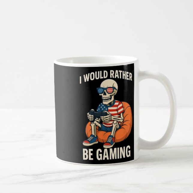 Taza De Café Funny American Flag Cool Skeleton Gamer Video Gami (Derecha)