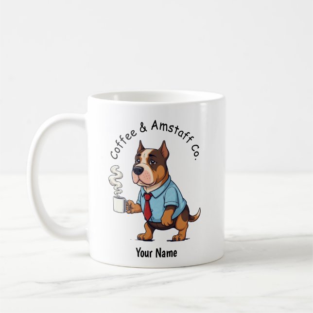 Taza De Café Funny American Staffordshire Business Suit Coffee (Izquierda)
