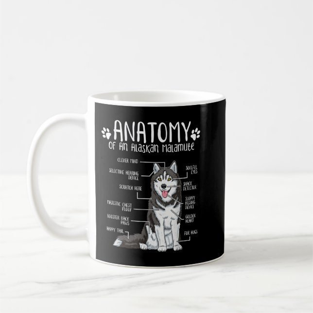 Taza De Café Funny Anatomy Alaskan Malamute Dog Lover  (Izquierda)