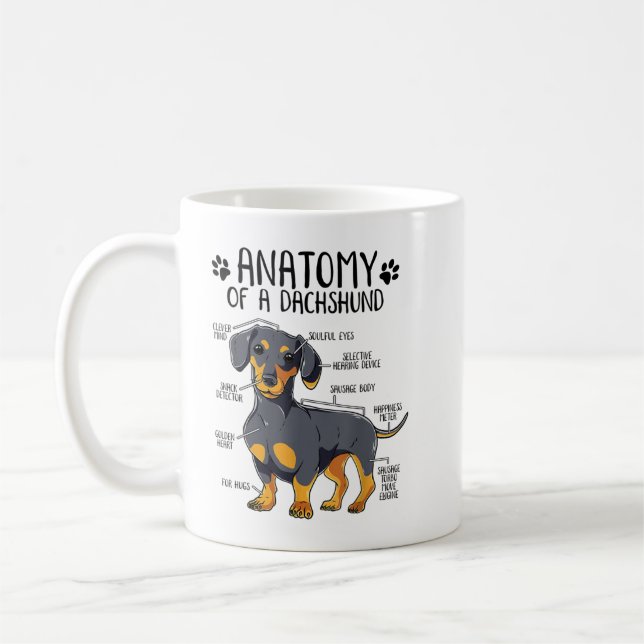 Taza De Café Funny Anatomy Dachshund Wiener Dog Cute Doxie Love (Izquierda)