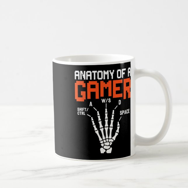 Taza De Café Funny Anatomy Of A Gamer Skeleton Hand Gaming  (Derecha)