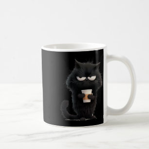 Taza De Café Funny Angry Black Cat Tee Cute Café Lover Hombres 