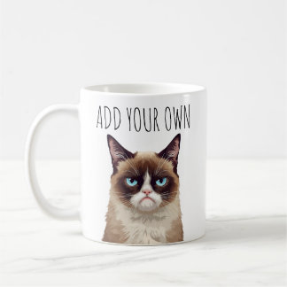 Taza De Café Funny Angry Cat – Add Your Own Text 
