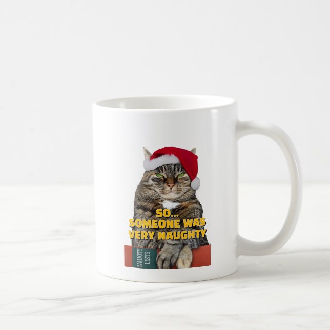 Taza De Café Funny angry cat Christmas  (Derecha)