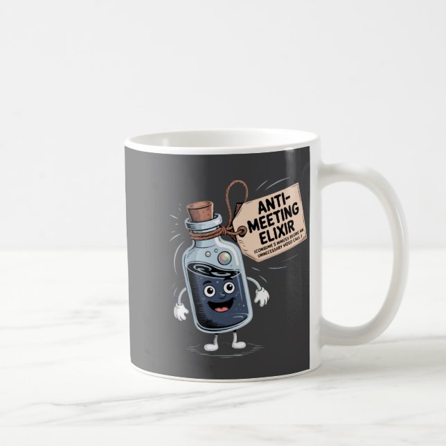 Taza De Café Funny Anti Meeting Elixir Retro Cartoon Office H  (Derecha)