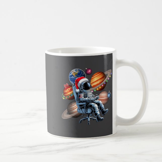 Taza De Café Funny Astronaut Christmas Space Lights Santa Hat P (Derecha)