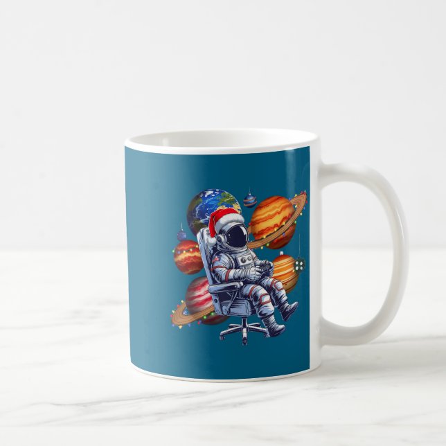 Taza De Café Funny Astronaut Christmas Space Lights Santa Hat P (Derecha)