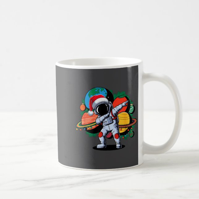 Taza De Café Funny Astronaut Christmas Space Planets Santa Hat  (Derecha)