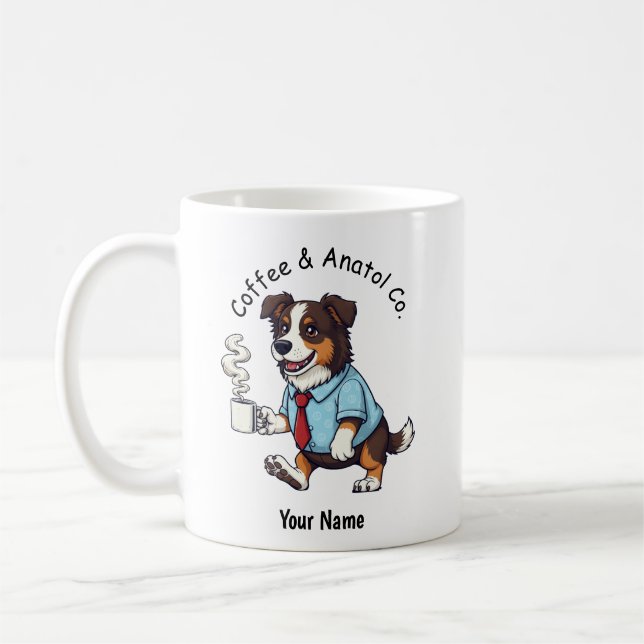 Taza De Café Funny Australian Shepherd Dog Business Suit Coffee (Izquierda)