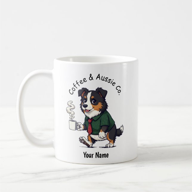 Taza De Café Funny Australian Shepherd dog Business Suit Coffee (Izquierda)