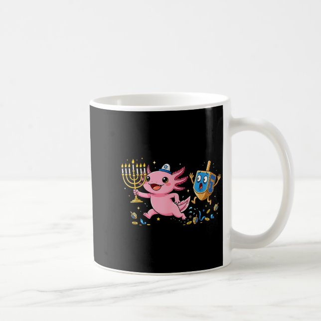 Taza De Café Funny Axolotl Dreidel Menorah Hanukkah Kids Womens (Derecha)