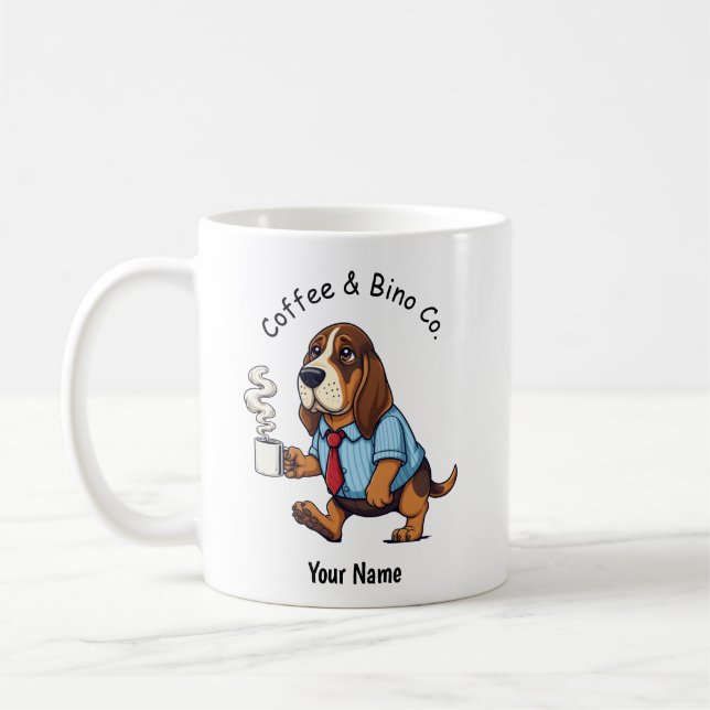 Taza De Café Funny Basset Hound Business Suit Coffee (Izquierda)