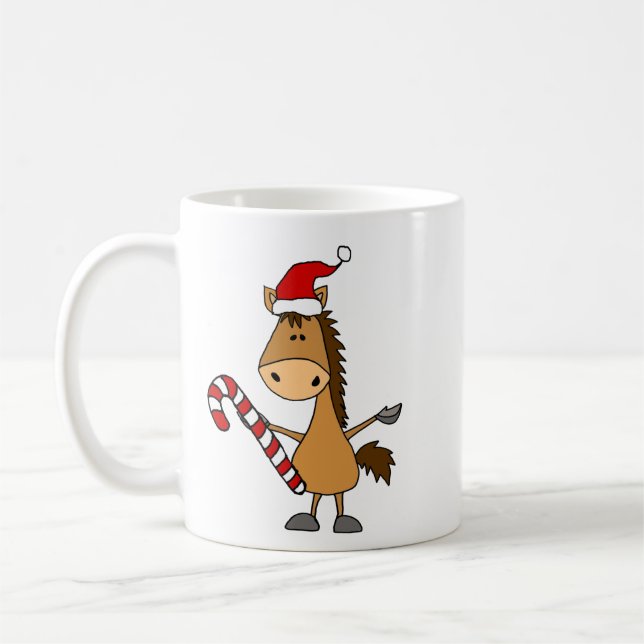 Taza De Café Funny Bay Horse in Santa Hat Christmas (Izquierda)
