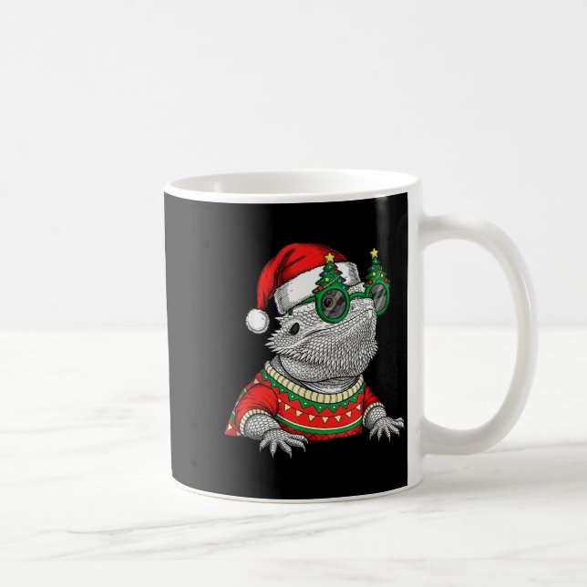 Taza De Café Funny Bearded Dragon Santa Hat Christmas  (Derecha)