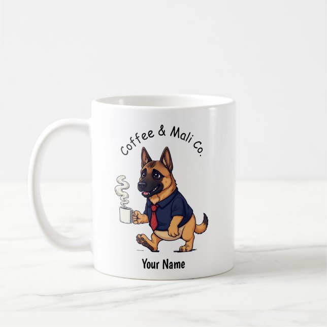 Taza De Café Funny  Belgian Malinois dog Business Suit Coffee (Izquierda)