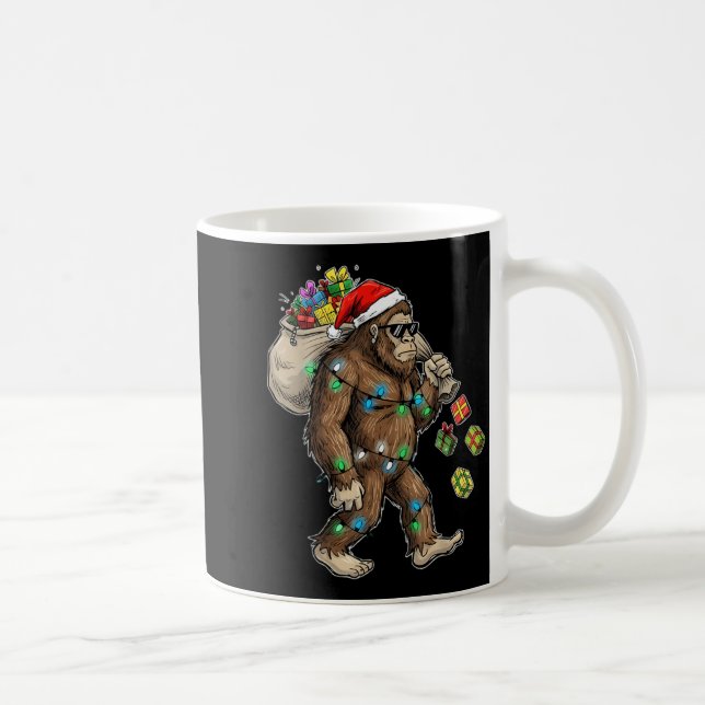Taza De Café Funny Bigfoot Christmas Tree Lights Xmas Boys Mens (Derecha)