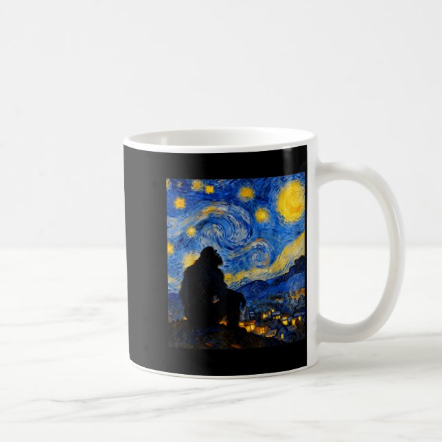 Taza De Café Funny Bigfoot Graphic Van Gogh Style Sasquatch Sta (Derecha)