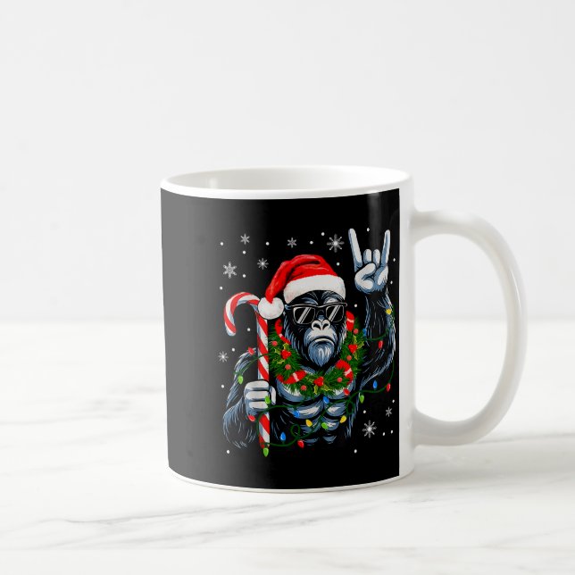 Taza De Café Funny Bigfoot Rock On Pajamas Pjs Christmas Xmas M (Derecha)