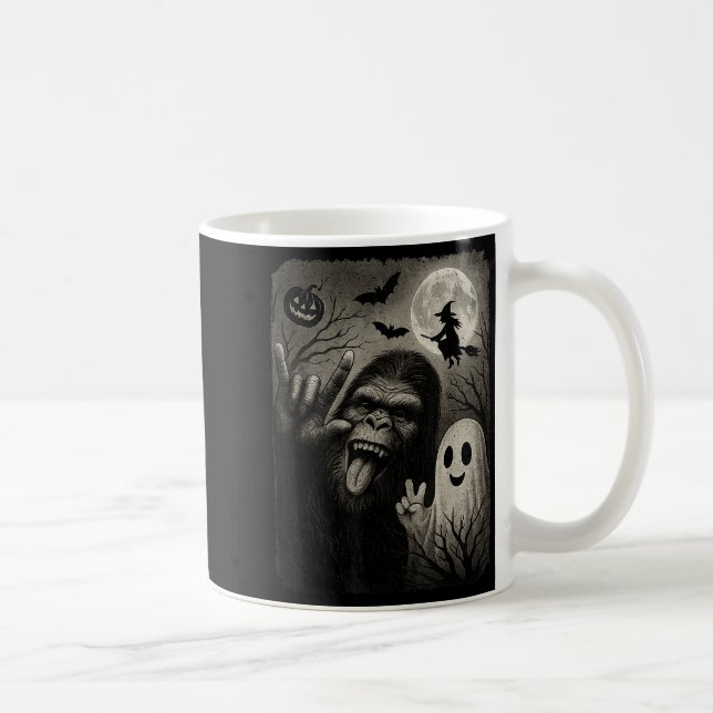 Taza De Café Funny Bigfoot Selfie With Boo Halloween Costume Me (Derecha)