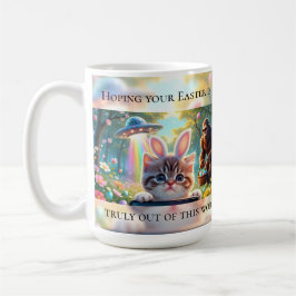 Taza De Café Funny Bigfoot UFO Easter | Cute Cat Bunny Selfie