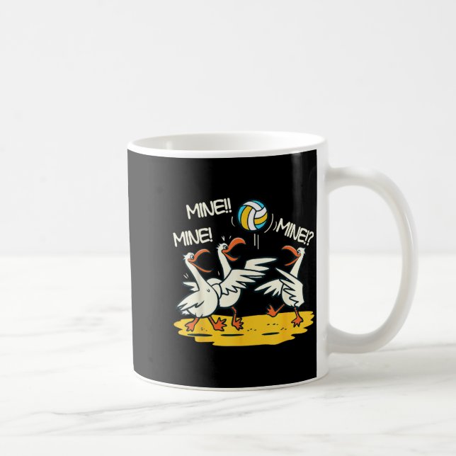 Taza De Café Funny Bird Playing Volleyball Mine Game Day Beach  (Derecha)
