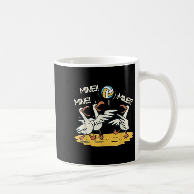 Taza De Café Funny Bird Playing Volleyball Mine Game Day Beach  (Derecha)