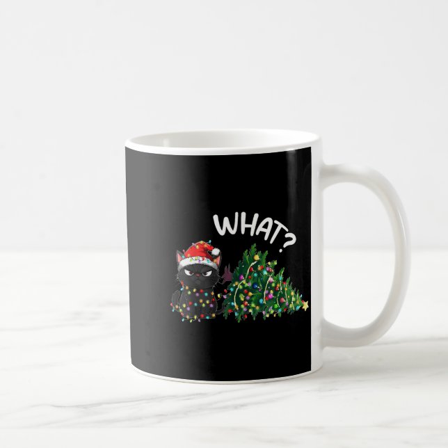Taza De Café Funny Black Cat Christmas Tree Merry Xmas Humor Ca (Derecha)
