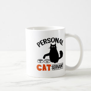 Taza De Café Funny Black Cat Personal Cat Servant