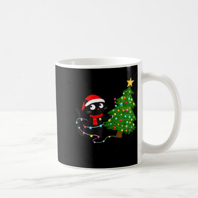 Taza De Café Funny Black Cat What_ Christmas Tree Funny Cat Lov (Derecha)